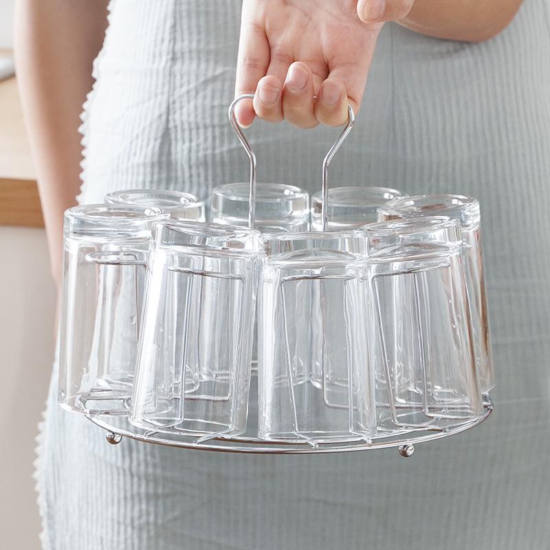 Stainless Steel Upside-Down Glass Holder: Portable Coffee Table Storage Rack