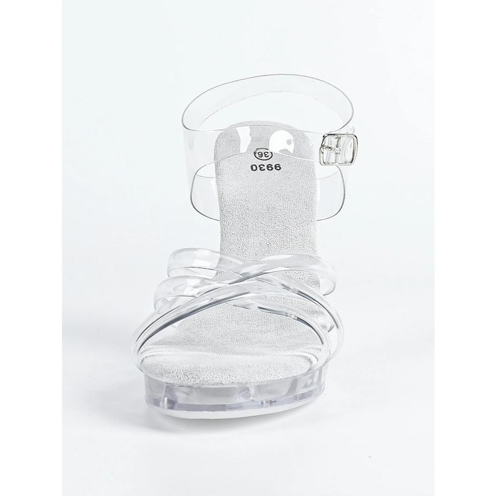 2026 Women's Special-shaped Wedge Heel Wedding Sexy High Heels Transparent Thick Heel Crystal Square Head Sandals LFD-9930-6