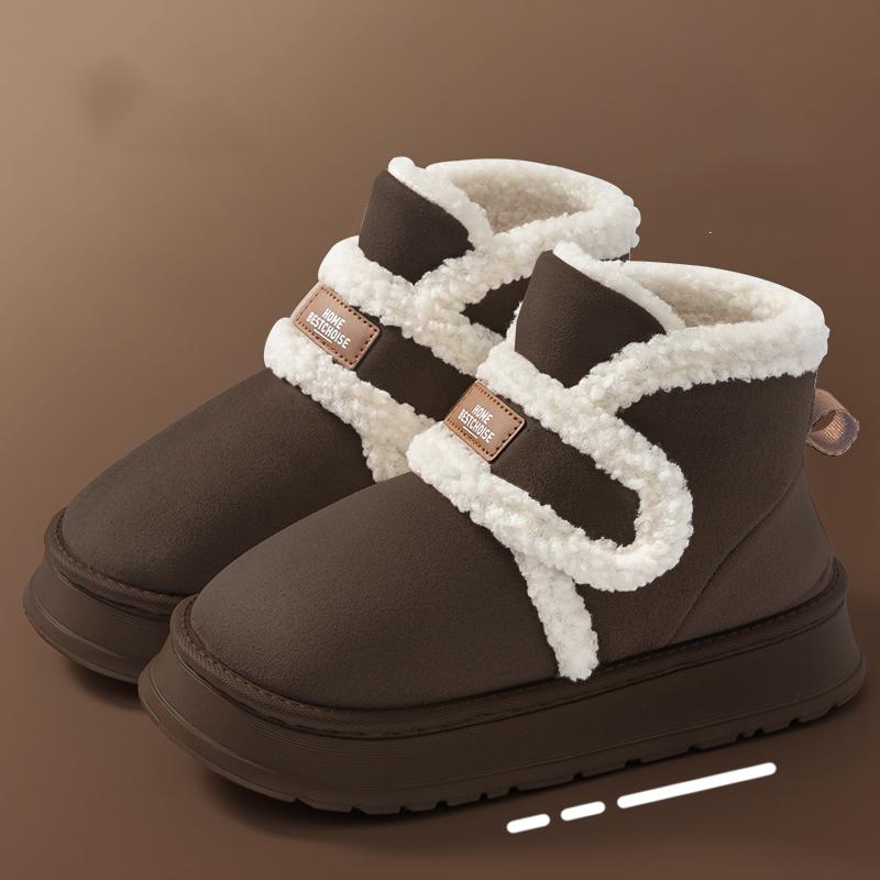 Thick Soled Snow Boots Women Fluffy Plush Faux Fur Soft Slippers Winter Indoor Comfortable Home Non-slip Shoes