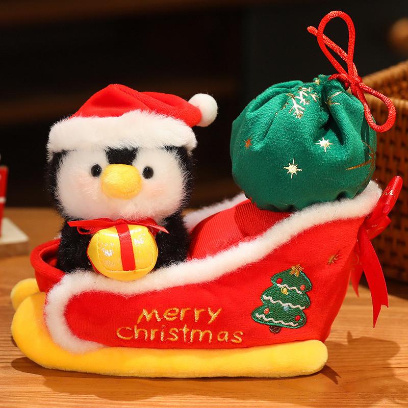 

Рождество Дед Мороз Снеговик Пингвин Сани Плюшевая Кукла Подвеска Игрушка Дети Penguin Sled,15cm