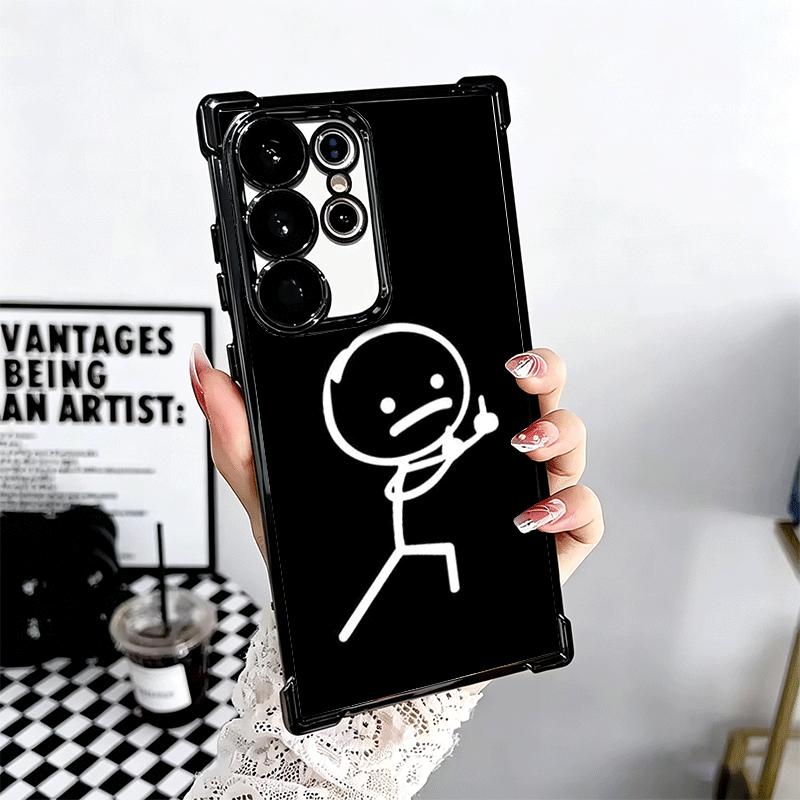 Funny Stickman Matchman Plating Phone Case For Samsung Galaxy S24 S25 FE S26 Edge S23 Ultra S22 S21 Plus S20 Anti-Fall Airabag C