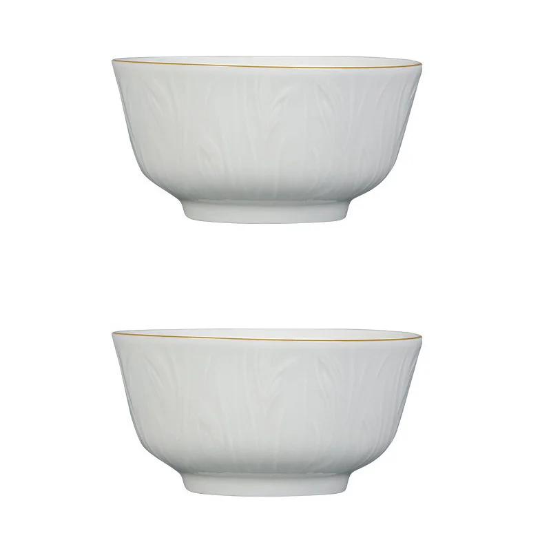 SHUNXIANG Ceramic Bowls Plates White Nordic Relief Dinnerware Dishes Rice Bowl Vegetable Plate Salad Soup Tray Kitchen Tableware