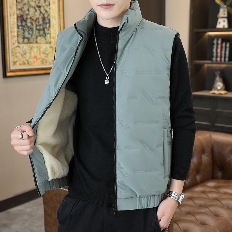 Lamb Velvet Men's Vest, Autumn and Winter Trendy Down Cotton Vest Warm and Velvet