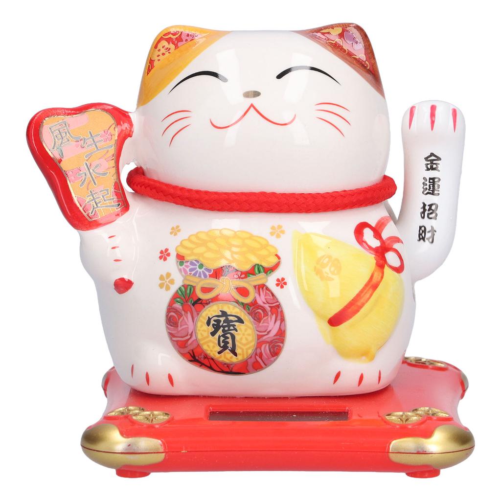 Ceramic Wealth Welcoming Cat Ornament Desktop Fortune Cat Craft for Home Shop Store Business