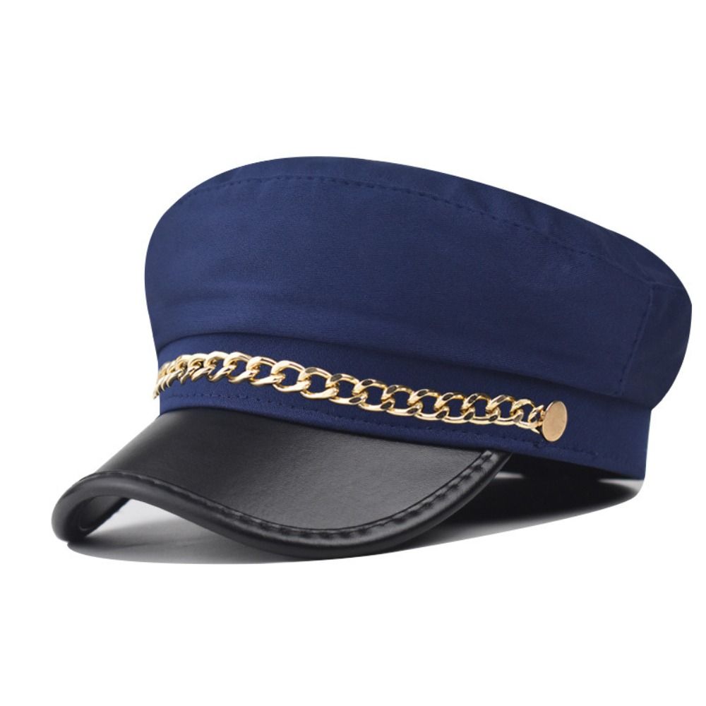 Korte Rand Baret Hoed PU Leer Vizierpet Retro Platte Top Pet Voor Vrouwen