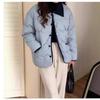 Womens Oversized Korean Style Puffer Coat Long Sleeve Loose Fit Cotton Padded Jacket Short Length Winter Warm Outerwear