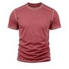 Men's Summer Short Sleeve T-Shirt Round Neck Patchwork Retro American Style Casual Tops