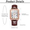 Aroncent Men's Square Waterproof Wristwatch Roman Analog Leather Belt Antique Simple Stylish