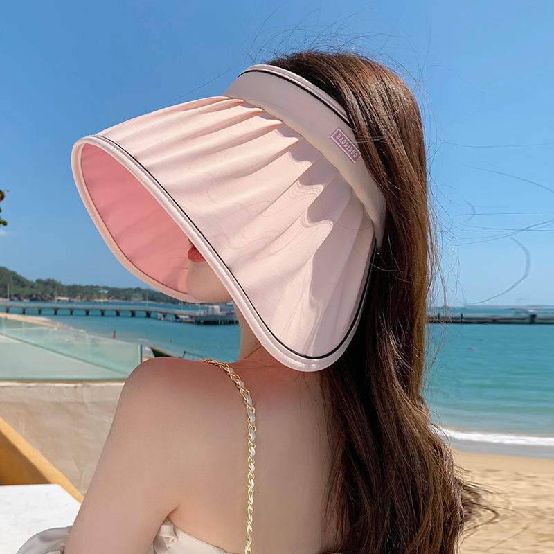 Shell hat wrap around large brim sun hat women's summer UV protection sun protection hat empty top hat children 8494