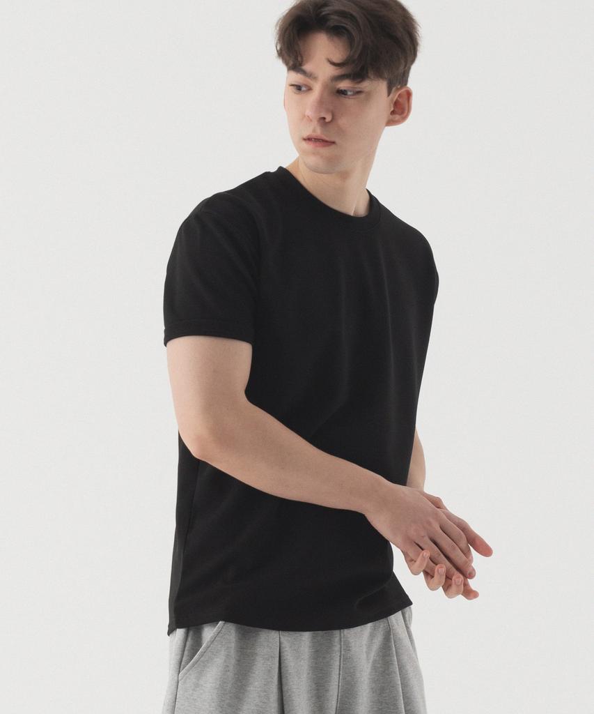 PIANER Solid Muscle Fit Short Sleeve T-Shirt (Black)