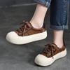 Johnature Genuine Leather Casual Women's Shoes Versatile Lace Up Round Toe Thick Soled Flat Shoes