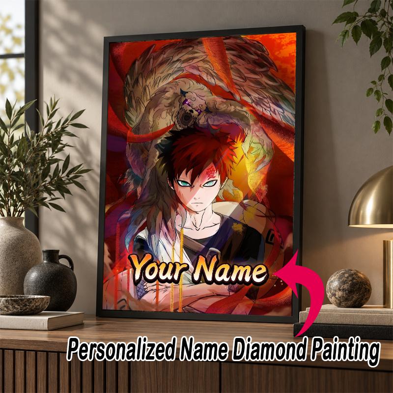 Personalized Gaara Naruto Diamond Art Custom Name 5D Diamond Painting Full Drill DIY Craft