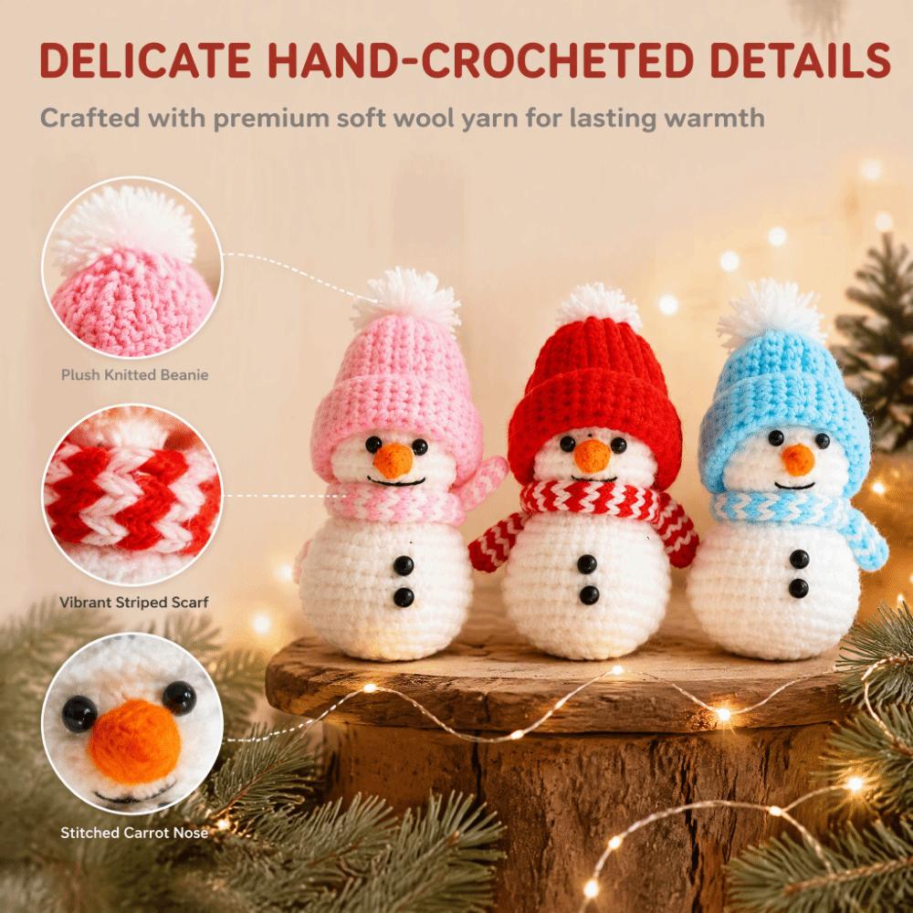 Finished Knitted Hand-Crocheted Snowman Handmade Snowman Doll Crocheted snowman  Holiday Decor