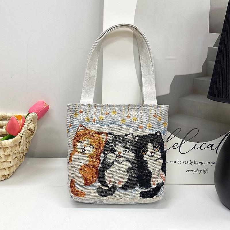 Stile etnico femminile da turismo ricamo elefante piccola borsa a mano fiore intrecciato borsa a tracolla in tela borsa per studenti quattro stagioni