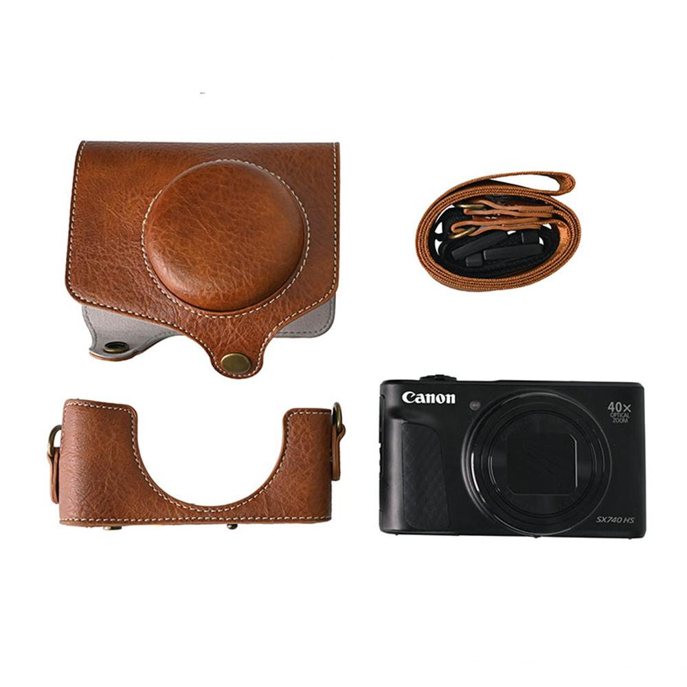 Étui en cuir PU pour appareil photo SX740HS SX730 Pour Canon PowerShot SX740 HS SX730HS Housse de sac avec bandoulière