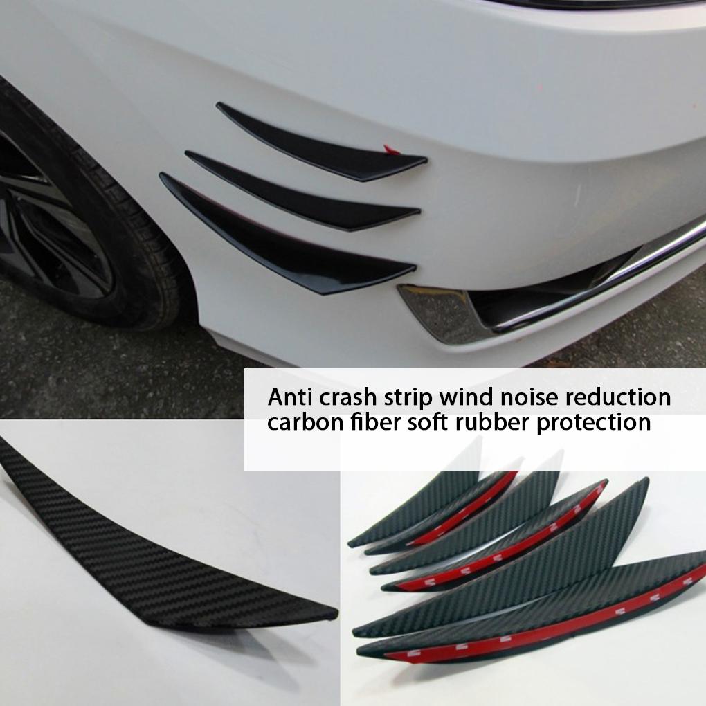 6 Pieces PU Car Front Bumper Lip Decorative Stylish Self-adhesive Carbon Fiber Grain Splitter Part Accessories