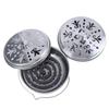 1 Pcs Frame Safe Metal Round Shelf Plate Portable Spiral with Cover Mosquito Coil Tray Holder  