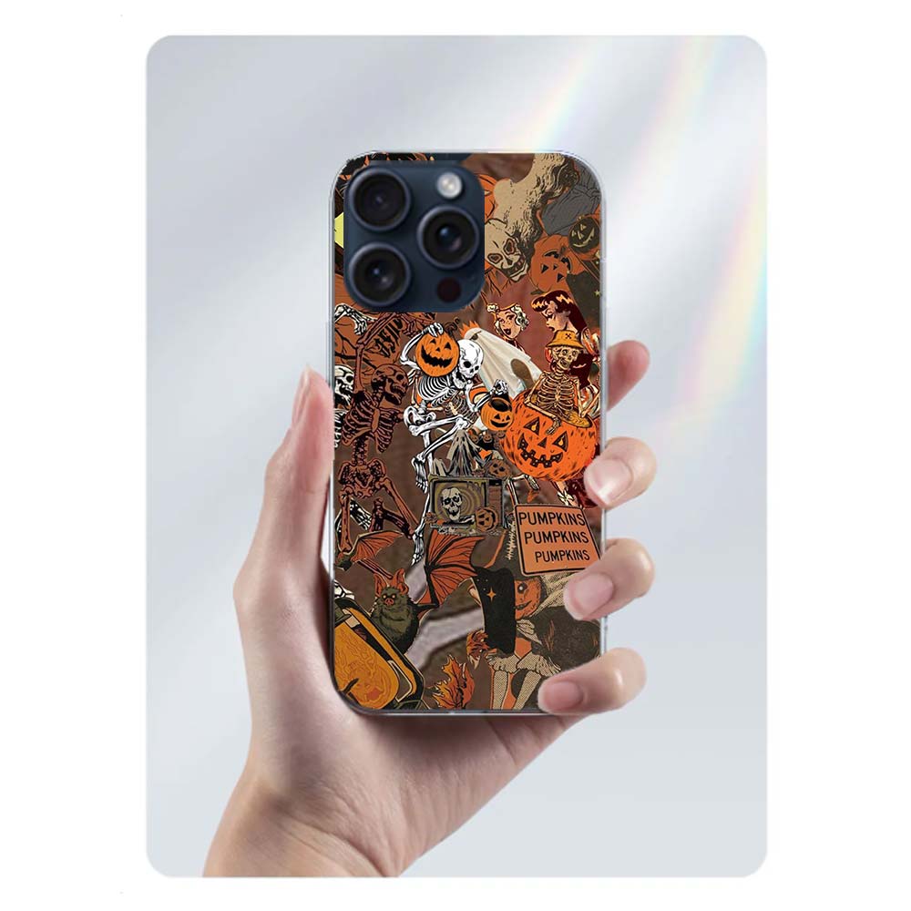 Halloween Fall Art Witch Cat Clear Phone Case For Iphone 17 Air 16 Pro Max 15 Pro 14 Plus 17E 16E 11 13 12 Mini Cover Cases Fund