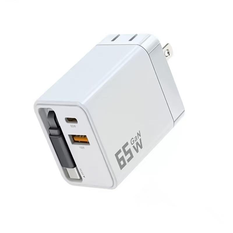 65W Super-Schnelllade-Typ-C-USB-Handy-Ladegerät Mit Einziehbarem USB-C-Kabel Für Handys Schnelllade-Ladegerät