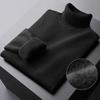 Fall Winter Men Sweater Half-High Collar Knit Thick Plush Lining Elastic Long Sleeves Warm Solid Color Bottoming Knitwear Loose Daily Wear Sweaterts