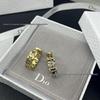 Di Jia Antique Bronze Wheat Ear Letter Stud Earrings - Women's Retro Style with Full Diamond Detailing