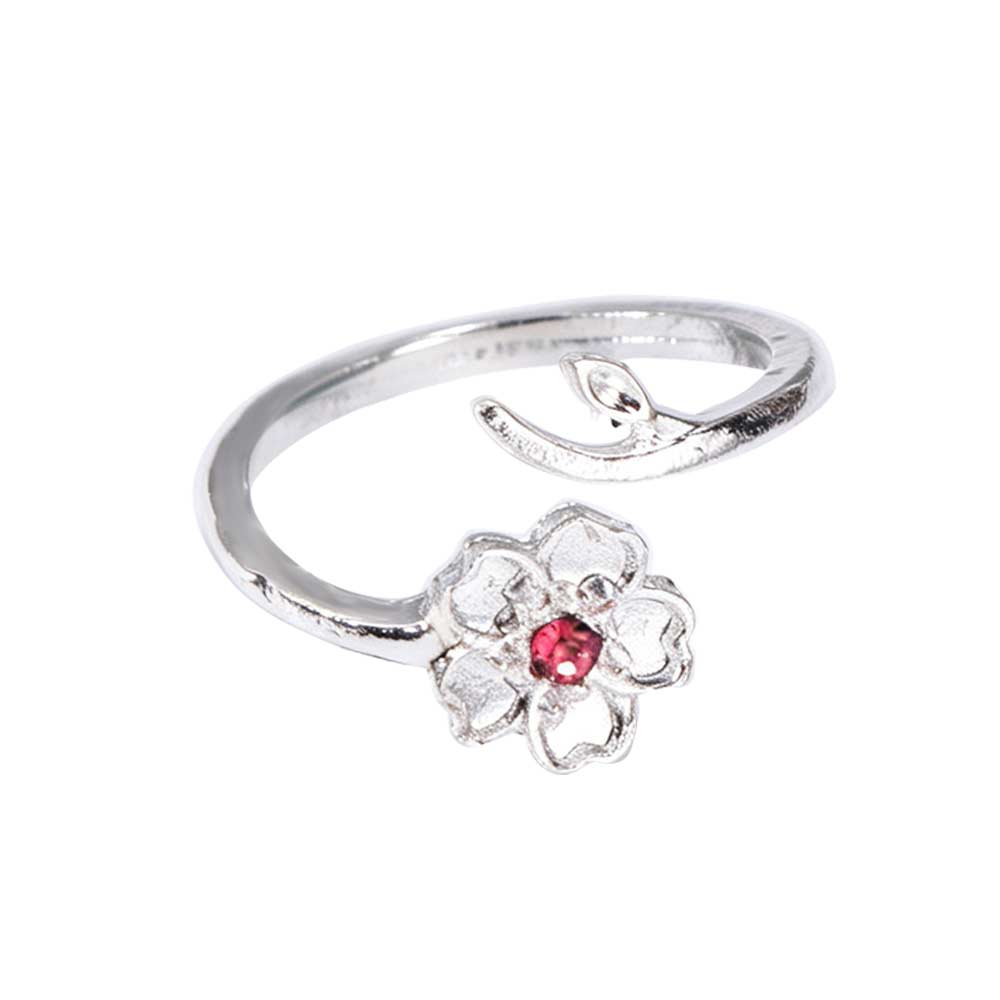 Light Luxury Cherry Blossom Cuff Ring Temperament Cherry Blossom Finger Ring  Birthday Gift