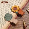 1/2 Stück Vintage Rose Kaffee Doppelseitige Magnetische Lesezeichen-Clips Für Männer Frauen Retro PU-Leder Magnetische Lesezeichen Lesezeichen