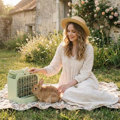Large Capacity Rabbit Hay Rack Wall Hanging Stable Pet Food Dispenser Plastic Chew Proof Hay Feeder For Rabbits/Guinea Pigs