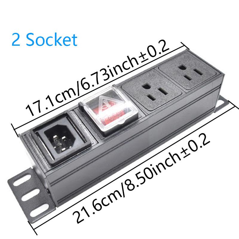 PDU Power Strip Unit IEC C14 port power input 2-10 3Pin US socket Switch cabinet rack wall desktop mounted Socket