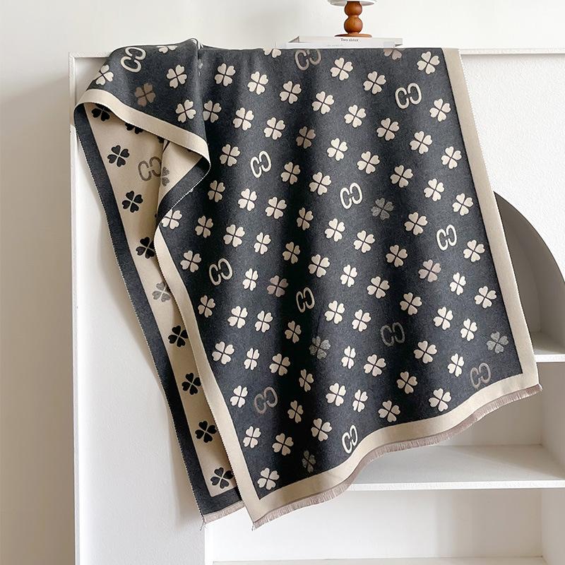 

Утолщенный двухсторонний шарф из имитации кашемира, модный и простой шарф-палантин большого размера двойного назначения с бахромой, теплый шарф для женщин 180*70 серый