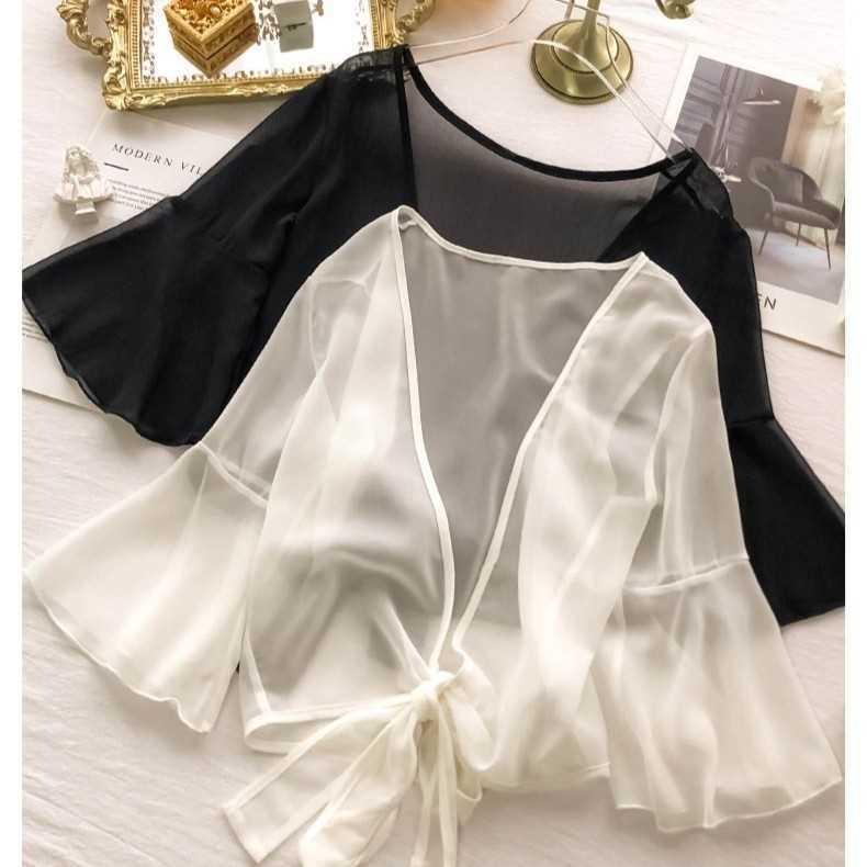 Women's Summer Chiffon Shrug: Lightweight, Versatile Cardigan for Sun Protection Over Sleeveless Dresses