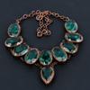 Indicolite Handmade Gemstone Necklace, Copper Electroformed Antique Jewelry Adjustable Chain Necklace, For Engagement Gift