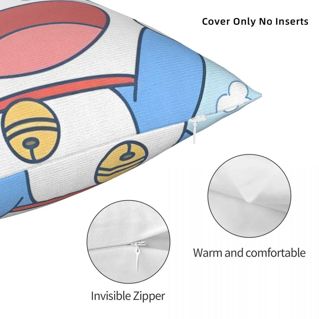 Kawaii Doraemon Wink Cartoon Pillowcase Printing Polyester Cushion Cover Gift Japanese Anime Throw Pillow Case Cover Square 18"