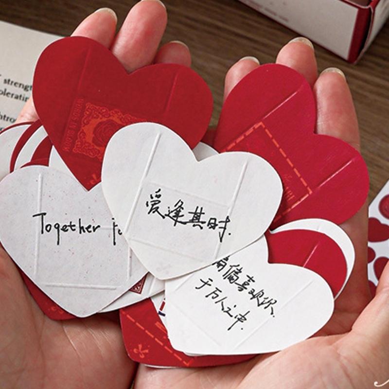52Pcs Retro Stationary Letter Paper and Envelopes Set Tiny Heart Shape Envelope For Wedding Birthday Valentines Day