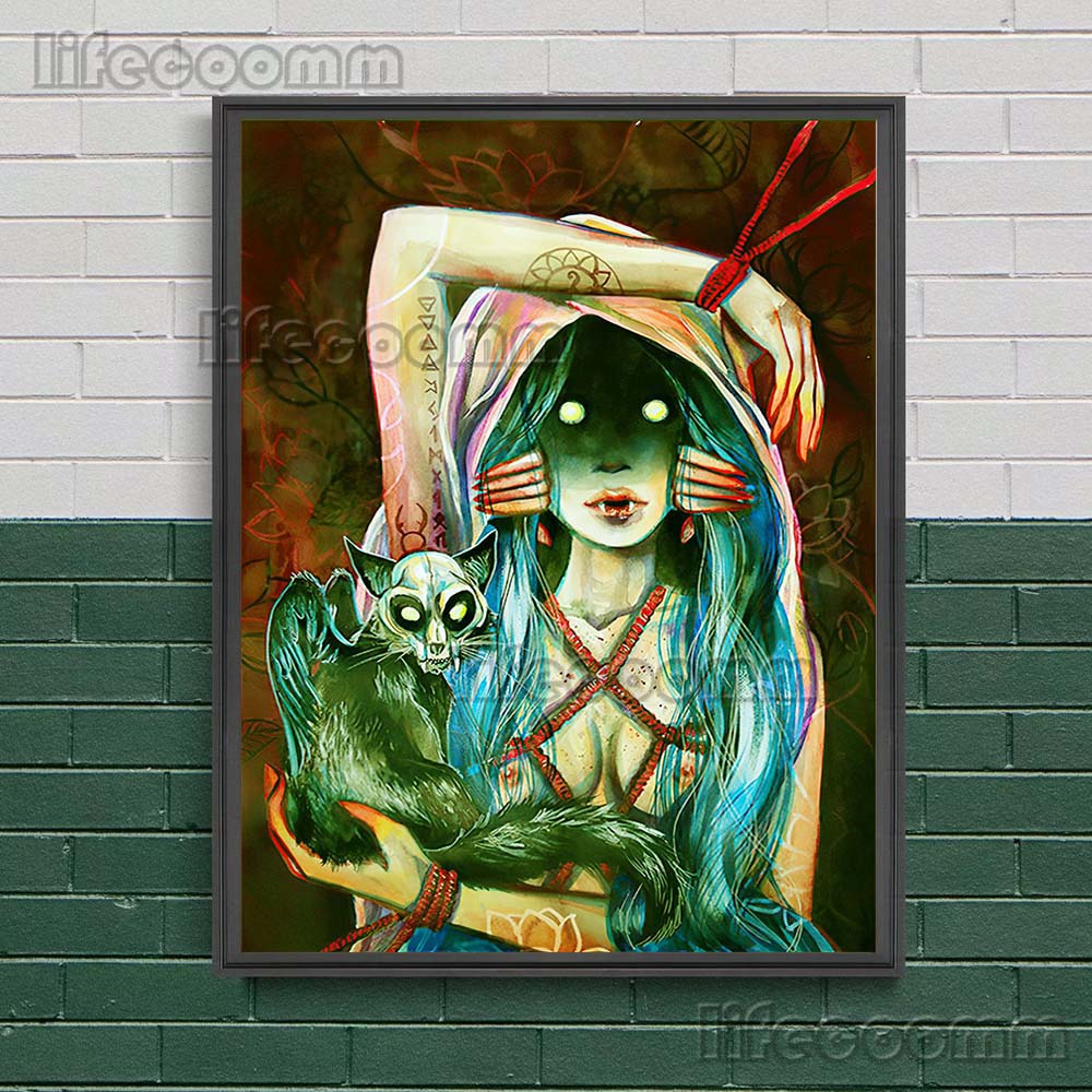 Gotycka Konstelacja Wiedźma Surrealistyczny Wydruk Sztuki Czaszki Dekoracja Ścienna Sztuka Płótno Malowanie Wystrój Domu Straszny De Wicca Plakat Wydruk Bez Ramki