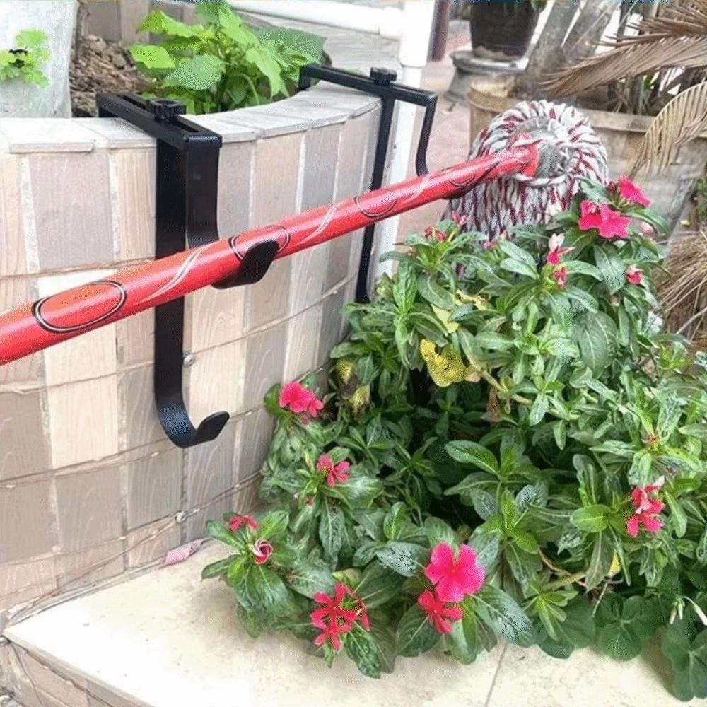 2Pcs Double Hook Pool Pole Hanger Metal Fence Hooks Sturdy Pool Pole Fixing Hooks  Hanging Hose