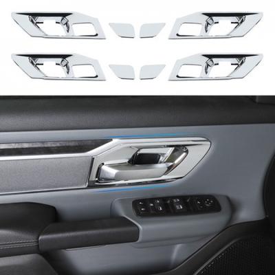 Chrome Inner Door Handle Bowl Frame Trim Decor Cover Bezels for Dodge Ram 2018+