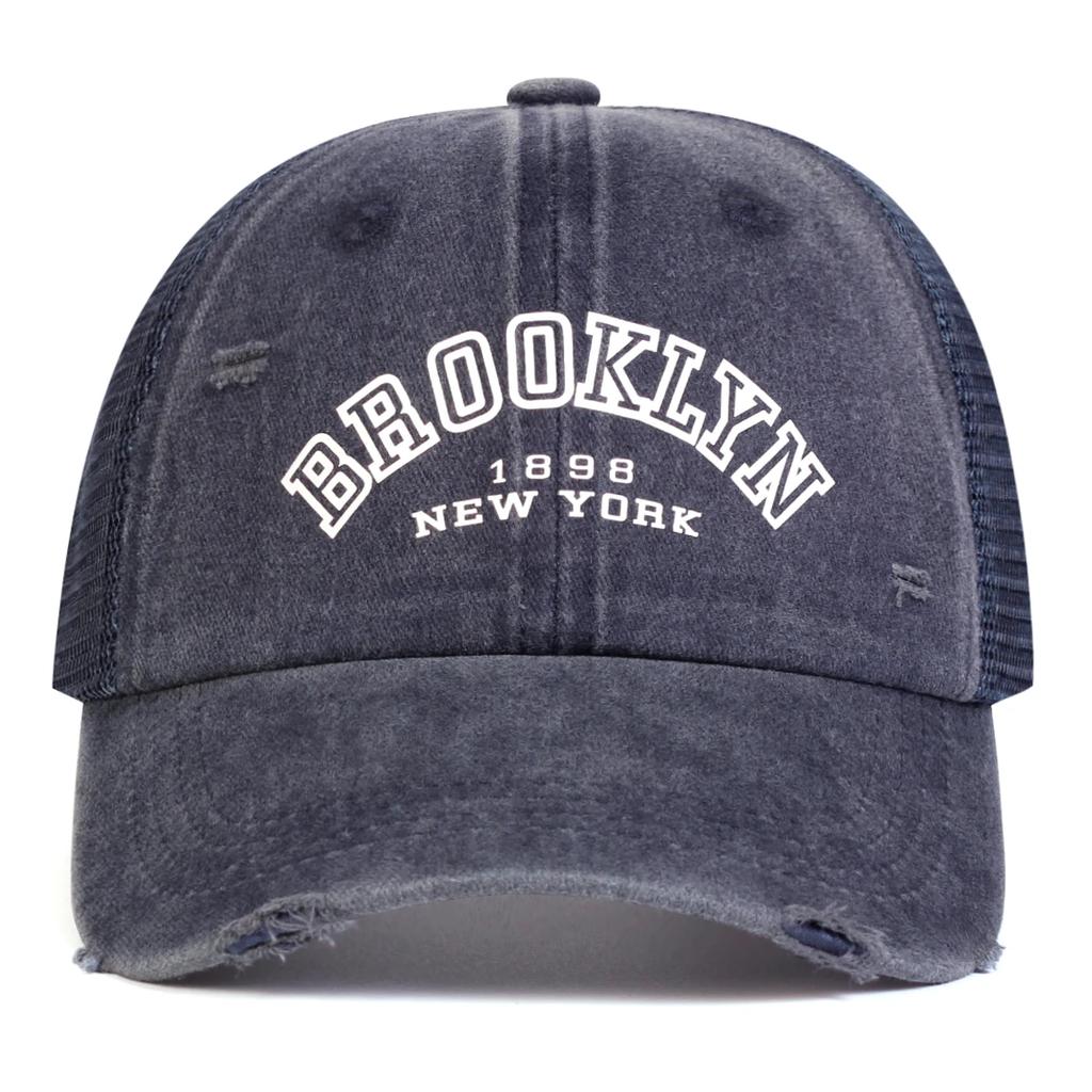 Cappelli da Baseball a Rete Unisex BROOKLYN con Stampa di Lettere Lavabili Cappello Hip Hop Primavera Estate Esterno Regolabile Cappelli Casual Cappello Parasole