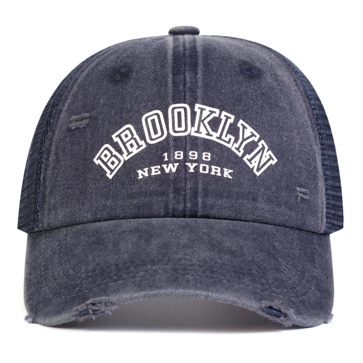 

Унисекс BROOKLYN Letter Print Wash бейсболки с сеткой хип-хоп кепки весна-лето для отдыха на открытом воздухе регулируемые повседневные шляпы солнцезащитная шляпа
