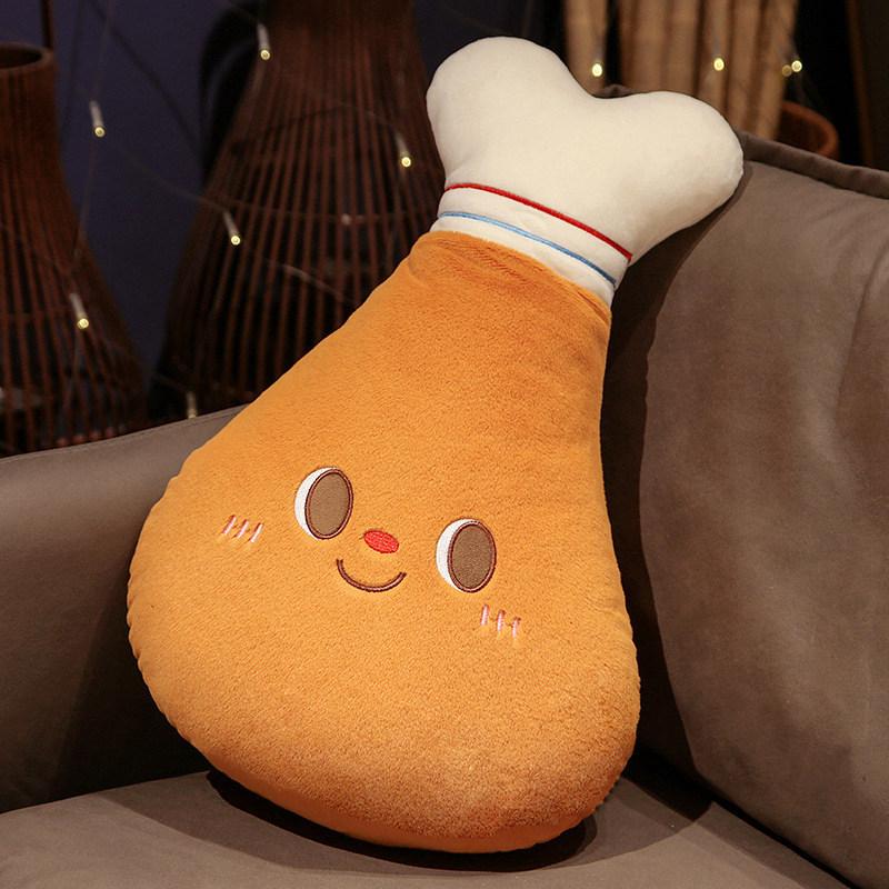 Cartoon Plush Hamburger Toy Smile Face Drumsticks Stuffed Funny Food Toast Pillow Cushion Chair Seat Sofa Decor Kids Girls Gift