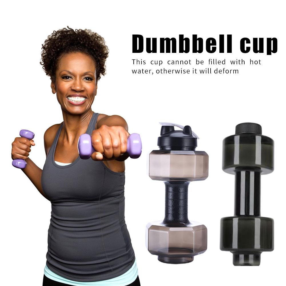 550/2600ML Sports Water Bottles Fitness Dumbbell Leakproof Portable Plastic Bottle Home Gym Fitness Dumbbell Creative Bottle