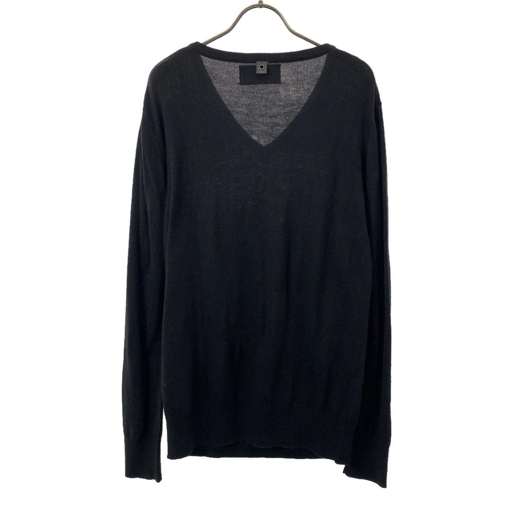 wjk Long sleeve V neck sweater L black knit Men's Used