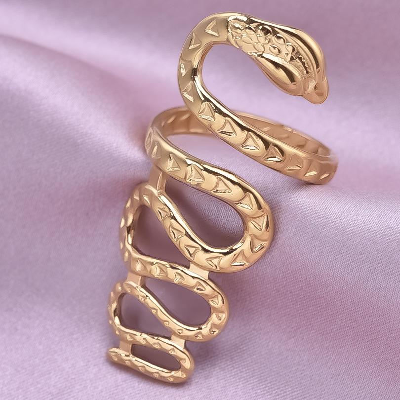 Anello Serpente Lungo e Tortuoso Anelli in Acciaio Inossidabile Per Donne Uomini Accessori Placcato Oro Vero Gioielli Dita Animali Bague Femme Regalo