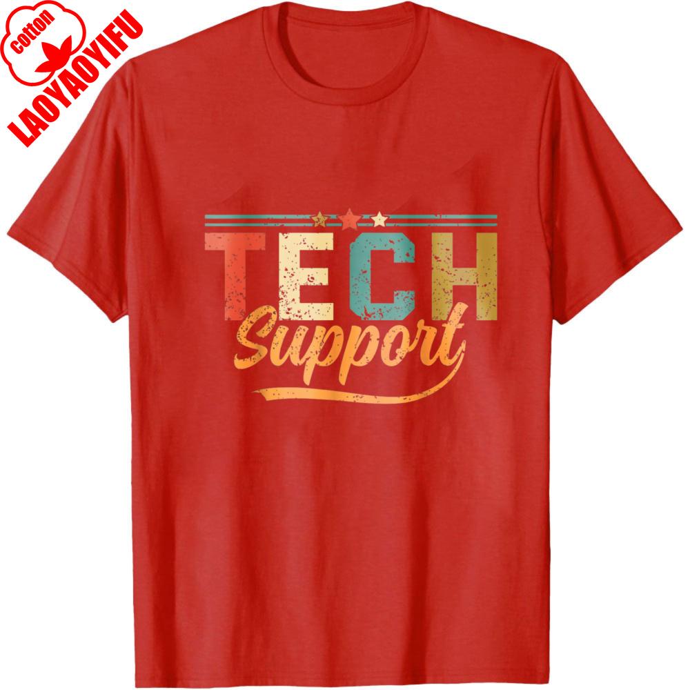 Tech Support Vintage Graphic Summer Men TShirt Cotton T Shirt Regular Fit Casual Gift for Tech Lovers Fashion Loose Tops
