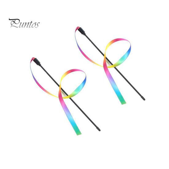 2 stk Cat Stick Interactive Toy Tosidig Rainbow Webbing Tease Ripebestandig Bittbestandig Underholdende Cat