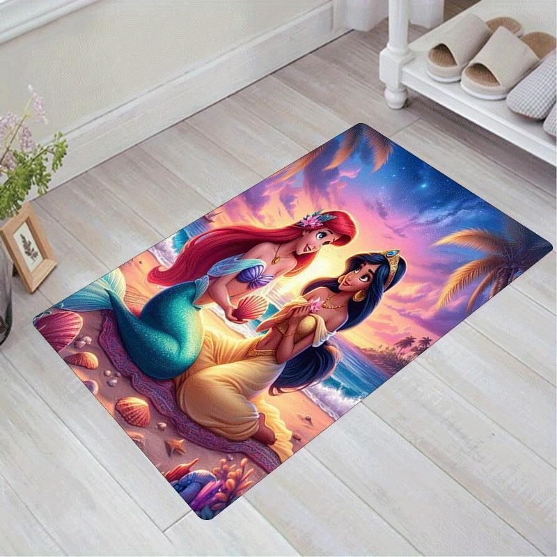 

1pc Mermaid Pattern Area Rug Soft Flannel Floor Mat for Living Room,Office,Bedroom and Carpet 60cm by 90cm