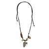 Stylish Alloy Accent Necklace With Sliding Closure Braided Cord and Natural Wood Materials