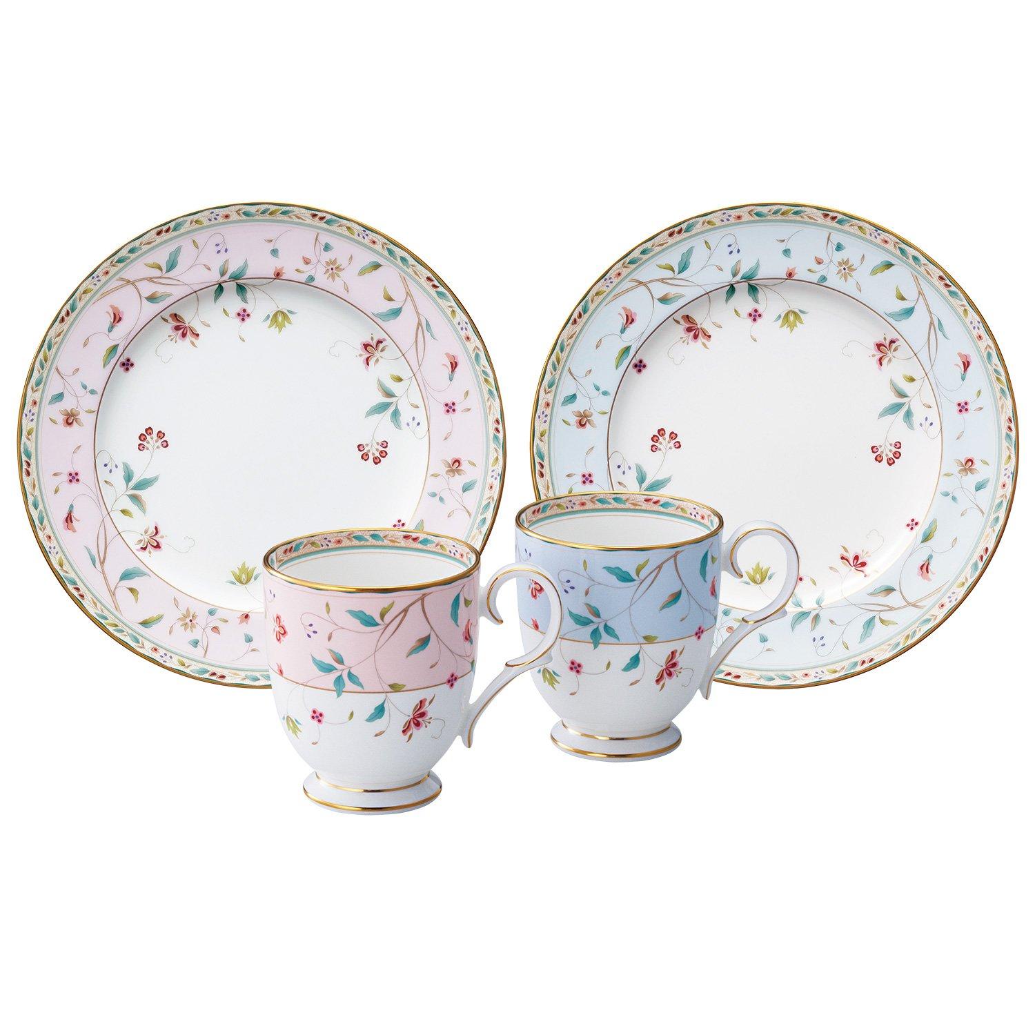 

Noritake Mug & Plate (Color-Changing Pair Set) 320cc Mug, 21cm Plate, Floral Print, 2 Mugs, 2 Plates, Pink and Blue Bone China, M9712/4409-56