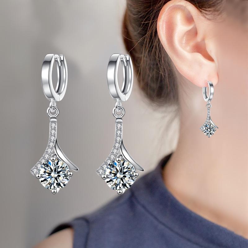 New Japanese and Korean Style Attachment Inlaid Diamond Earrings Cool Wind Advanced Sense Earrings