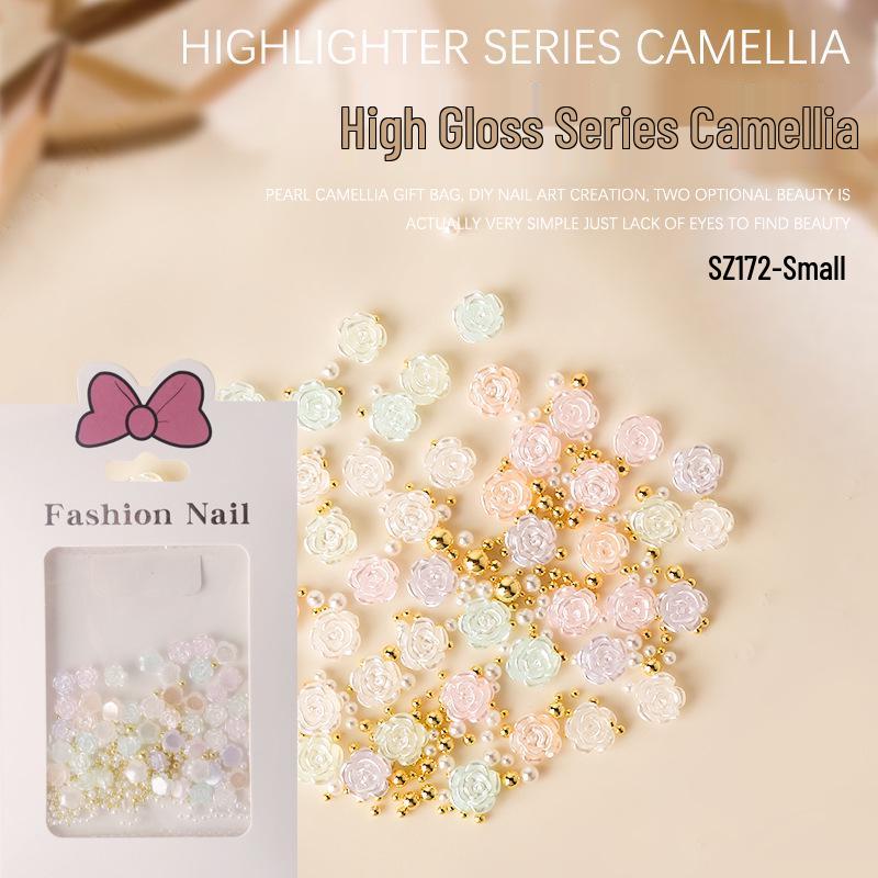 

Camellia High-Gloss Gold Steel Beads & Pearls Nail Art Accessories